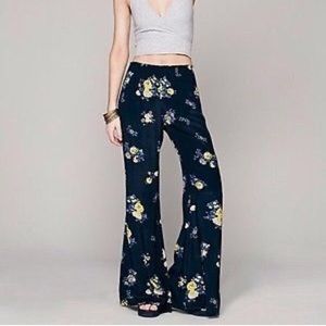Free People Navy Blue Floral Hippie Pants